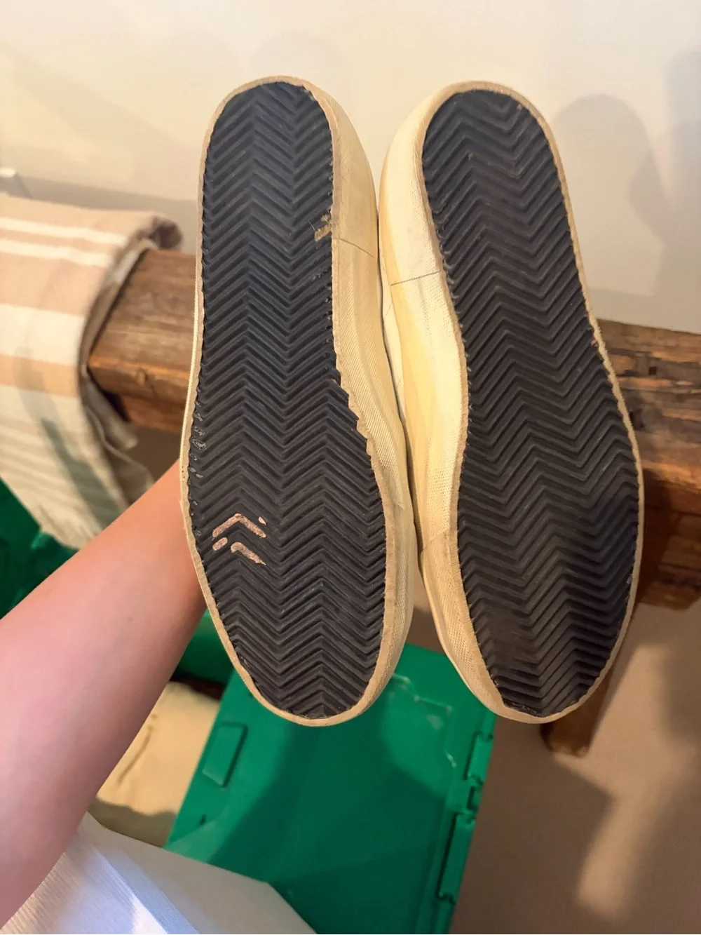 Golden Goose VSTAR2 White Sneaker with Green Accent
